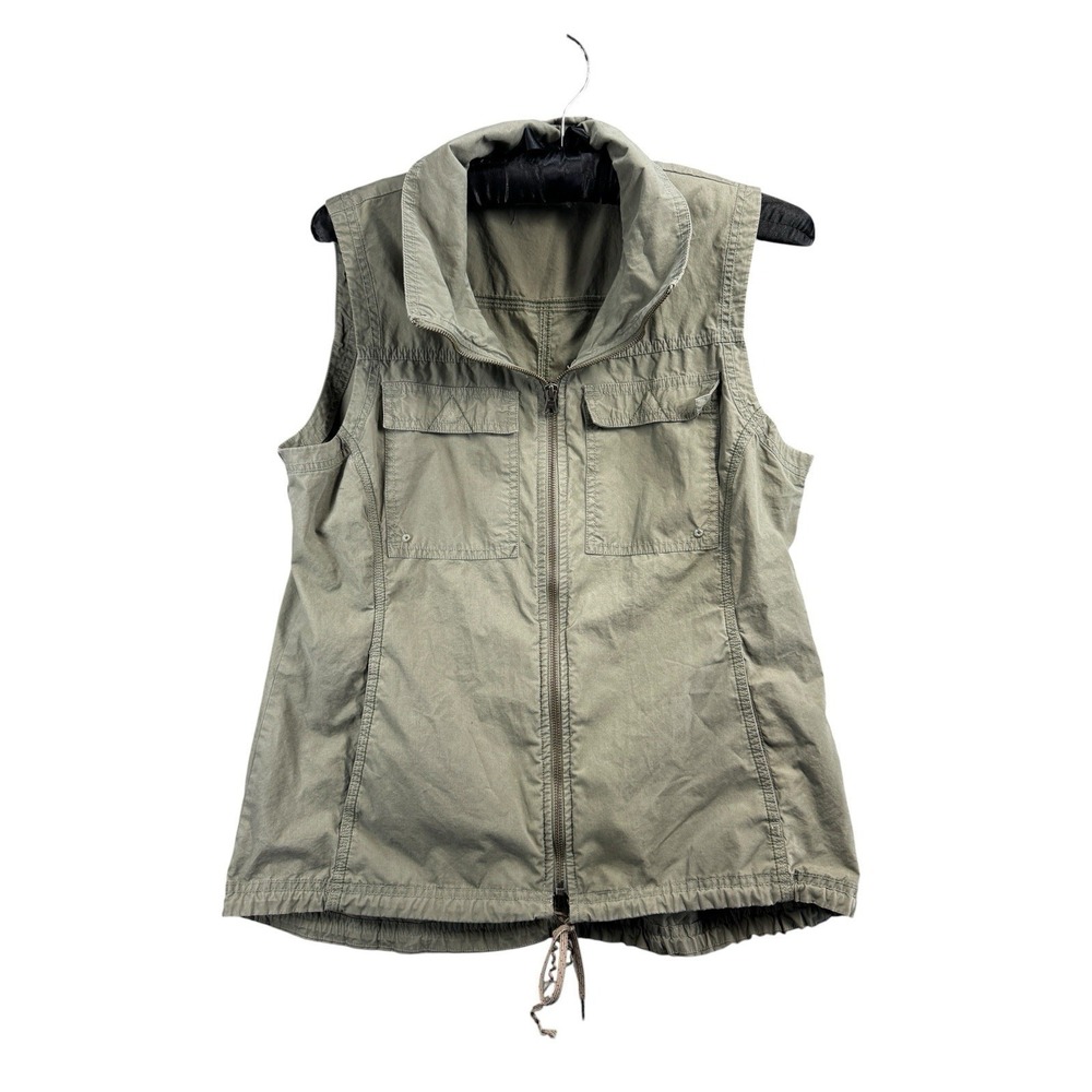 Columbia Women's Utility Vest Size L Olive Green Zip Front Drawstring Outdoor